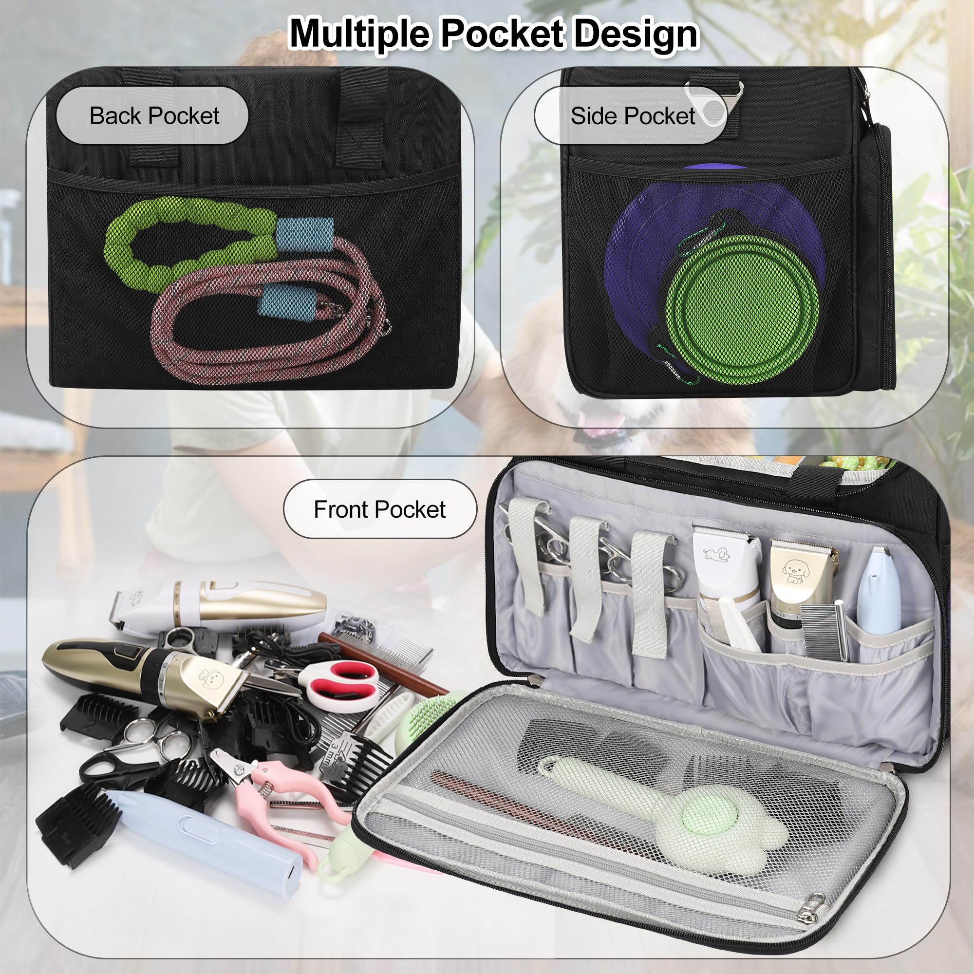 TANTO bolsa de peluquería para perros, materiales de nylon duradero y cremalleras suaves para uso diario.