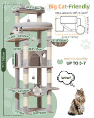 Taoqimiao árbol para gatos con 3 plataformas para descanso seguro y vistas amplias.