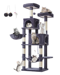 Arbol Taoqimiao para gatos con base reforzada en gris, mayor estabilidad.