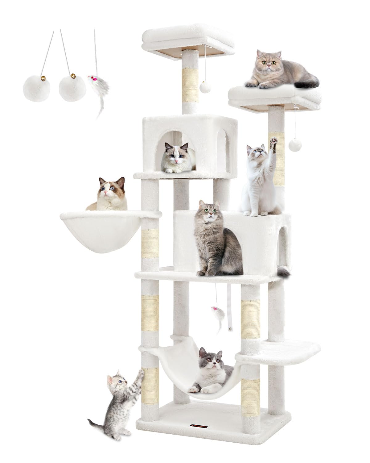 Taoqimiao arbol-gato 66,2 pulgadas base reforzado para juego seguro y estable.
