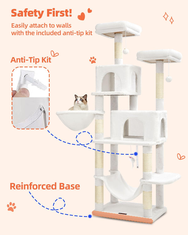 Taoqimiao arbol-gato 66,2 pulgadas dos postes rascadores para afilar uñas y entretenerse.