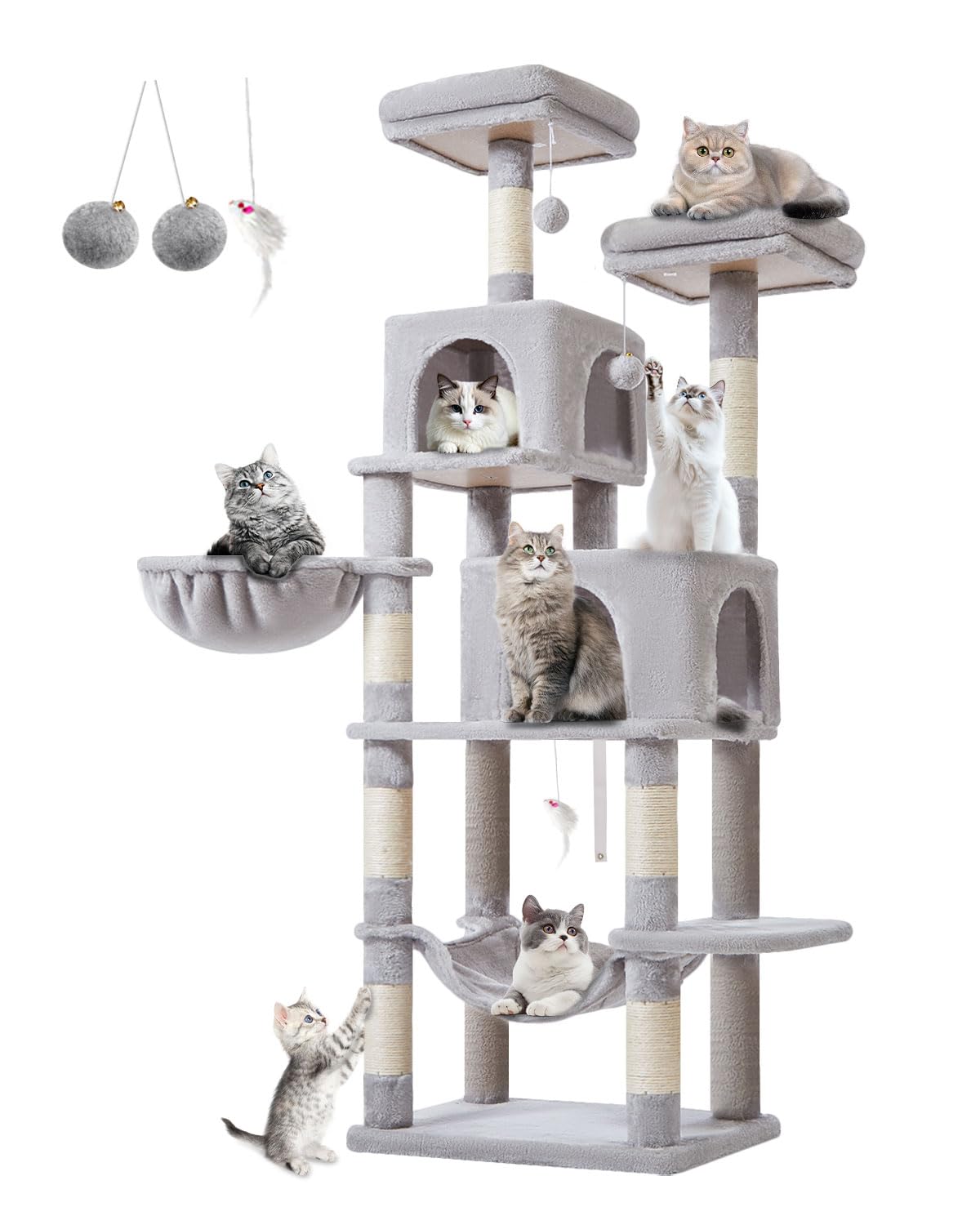 Taoqimiao arbol-gato 66-pulgadas ofrece refugio y diversión para gatos.
