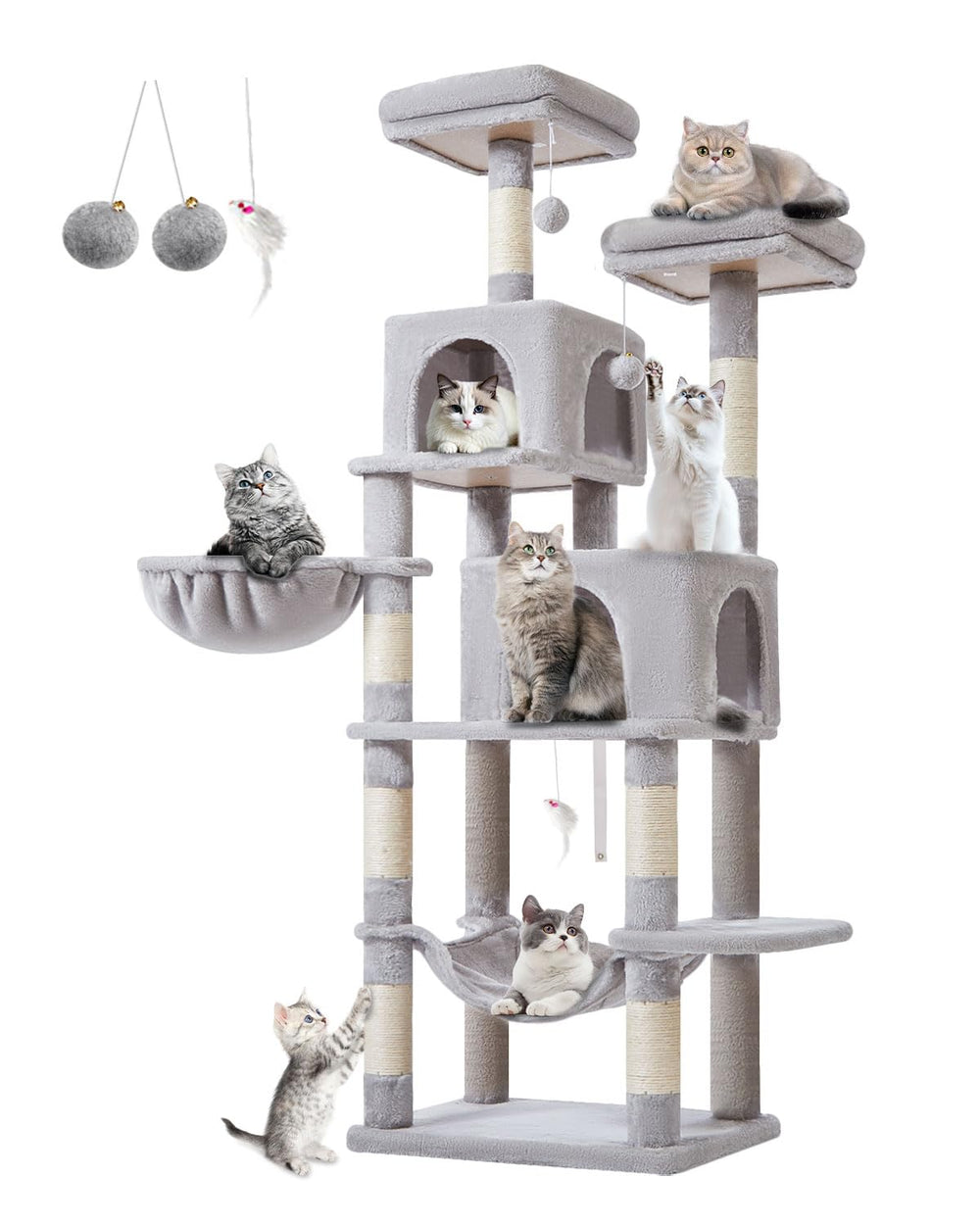 Taoqimiao arbol-gato 66-pulgadas ofrece refugio y diversión para gatos.