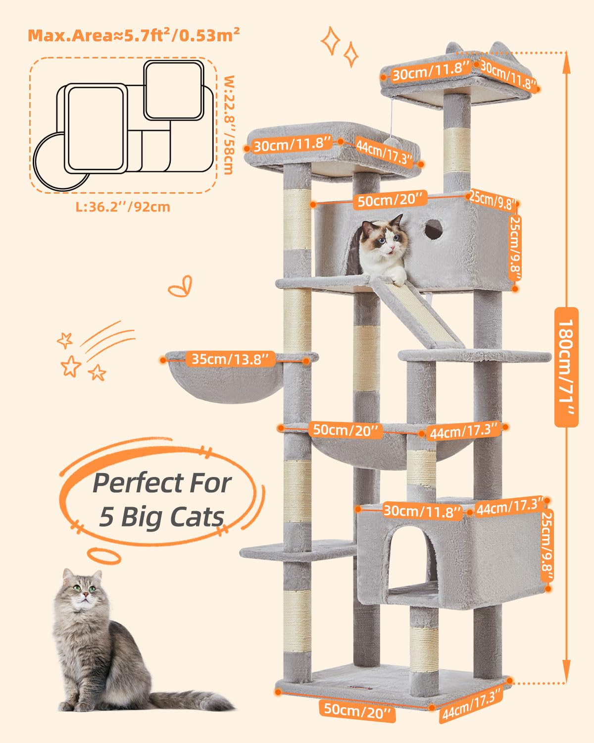 Taoqimiao árbol gato con apartamentos amplios para descansar y observar