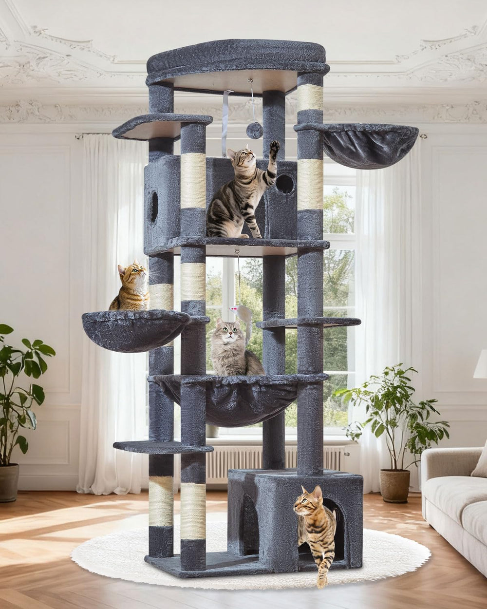 Taoqimiao árbol para gatos, plataforma superior amplia para observación y descanso, con capacidad de hasta 25 libras.