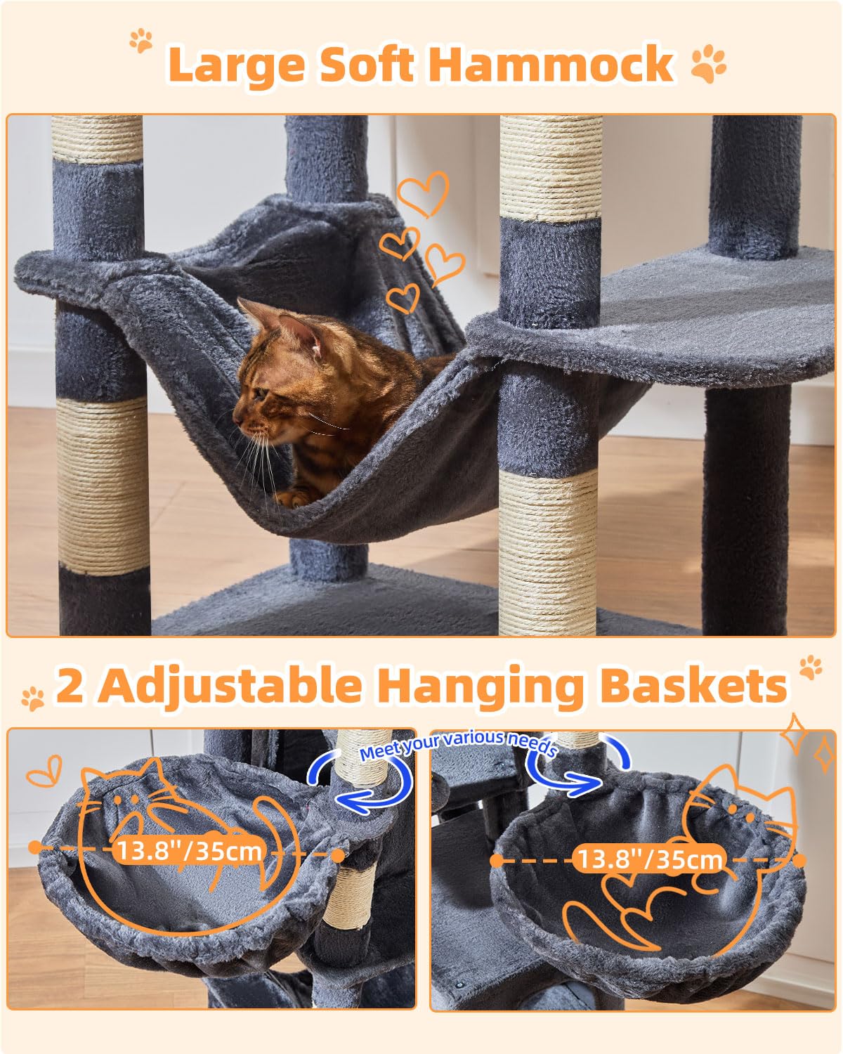 Taoqimiao arbol gatos hamaca para siestas elevadas.