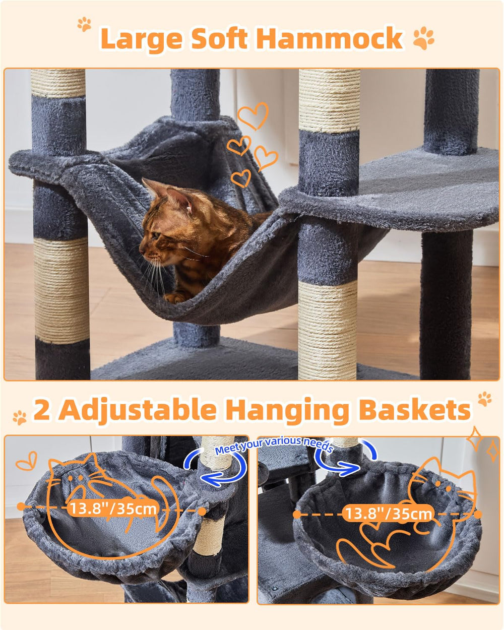 Taoqimiao arbol gatos hamaca para siestas elevadas.