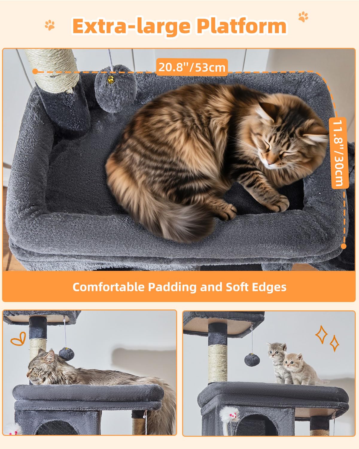 Taoqimiao arbol gatos plataforma grande para descanso de felinos grandes.