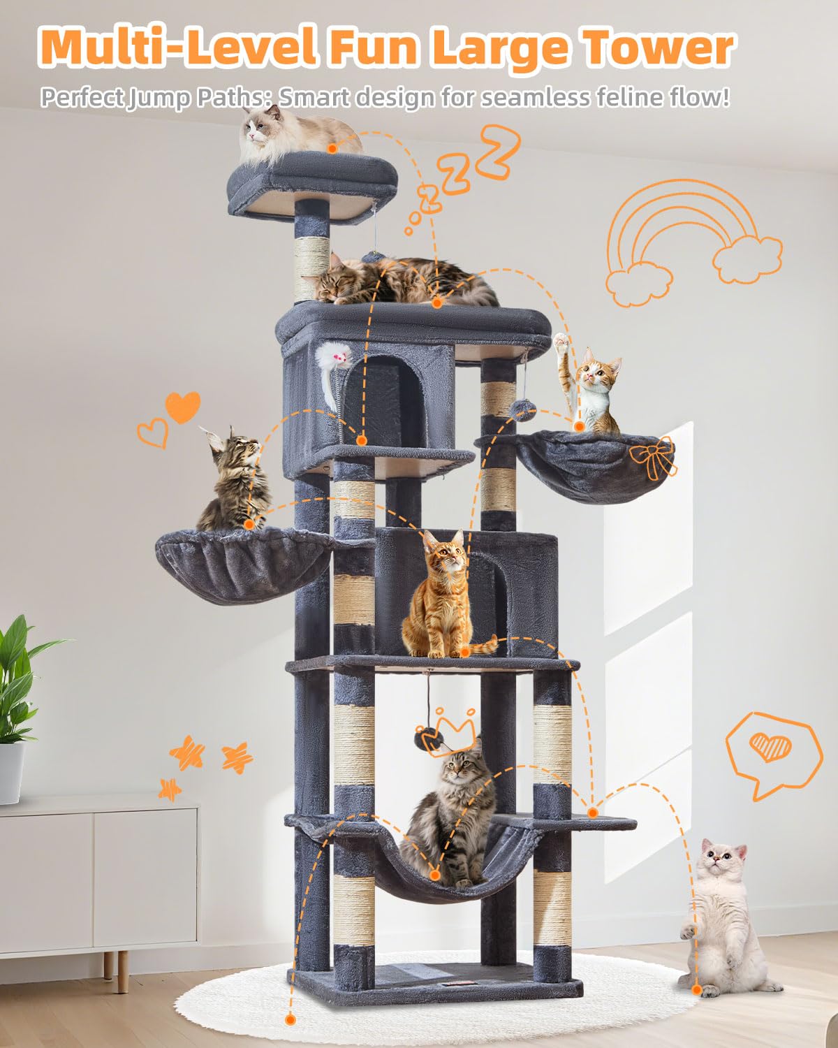 Taoqimiao arbol gatos tejido de felpa suave y fácil de limpiar.