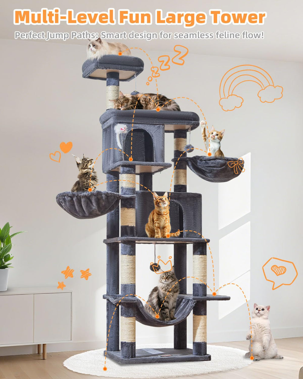 Taoqimiao arbol gatos tejido de felpa suave y fácil de limpiar.