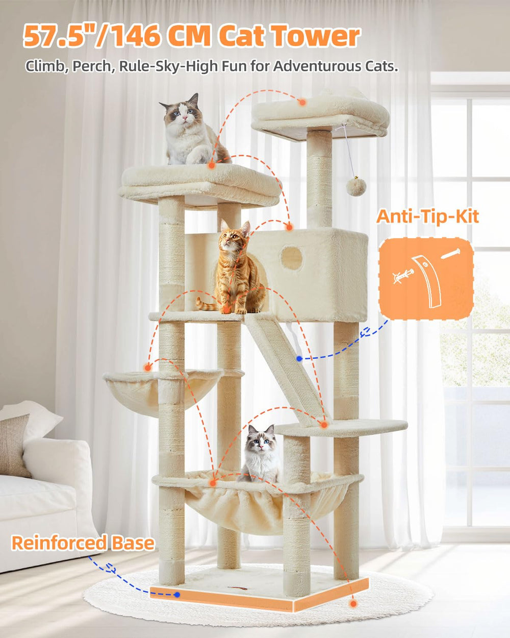 Taoqimiao arbol gatos cama hamaca, rincón cómodo para dormir y vigilar.