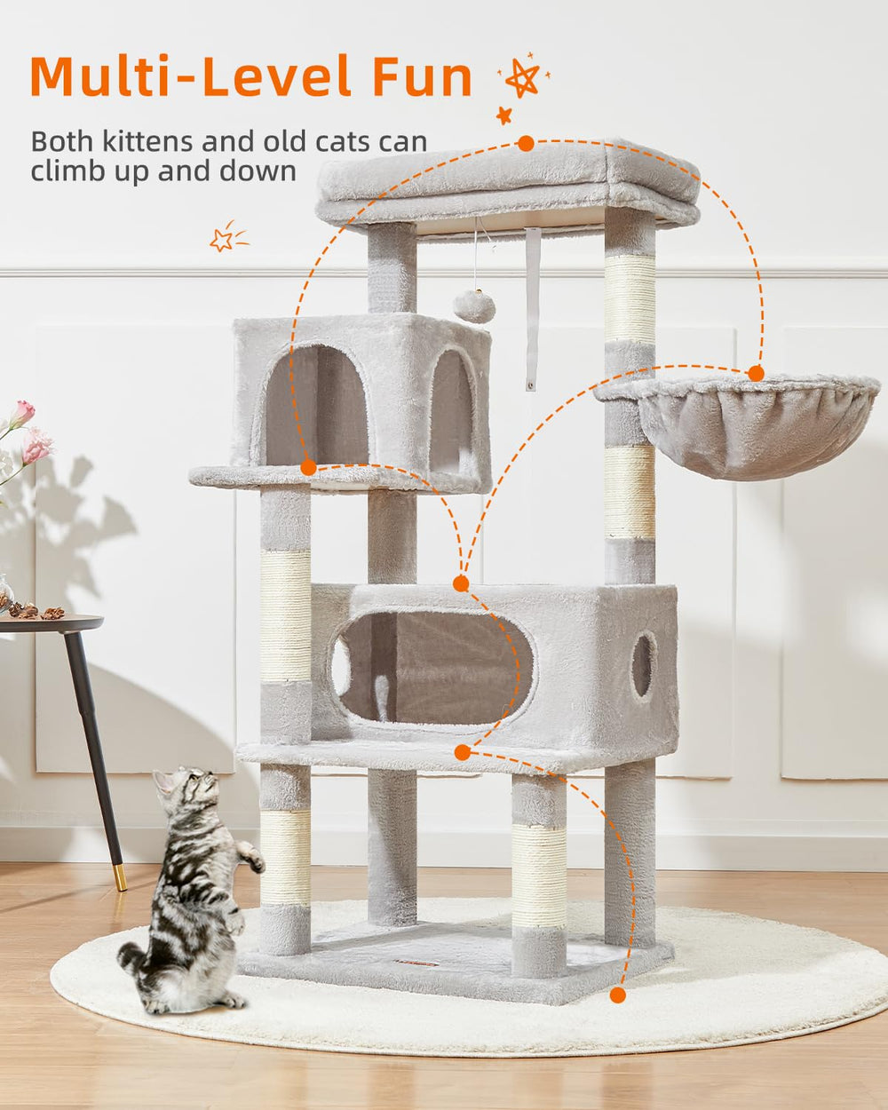 Taoqimiao cesta colgante ajustable, área de juego suave para gatos
