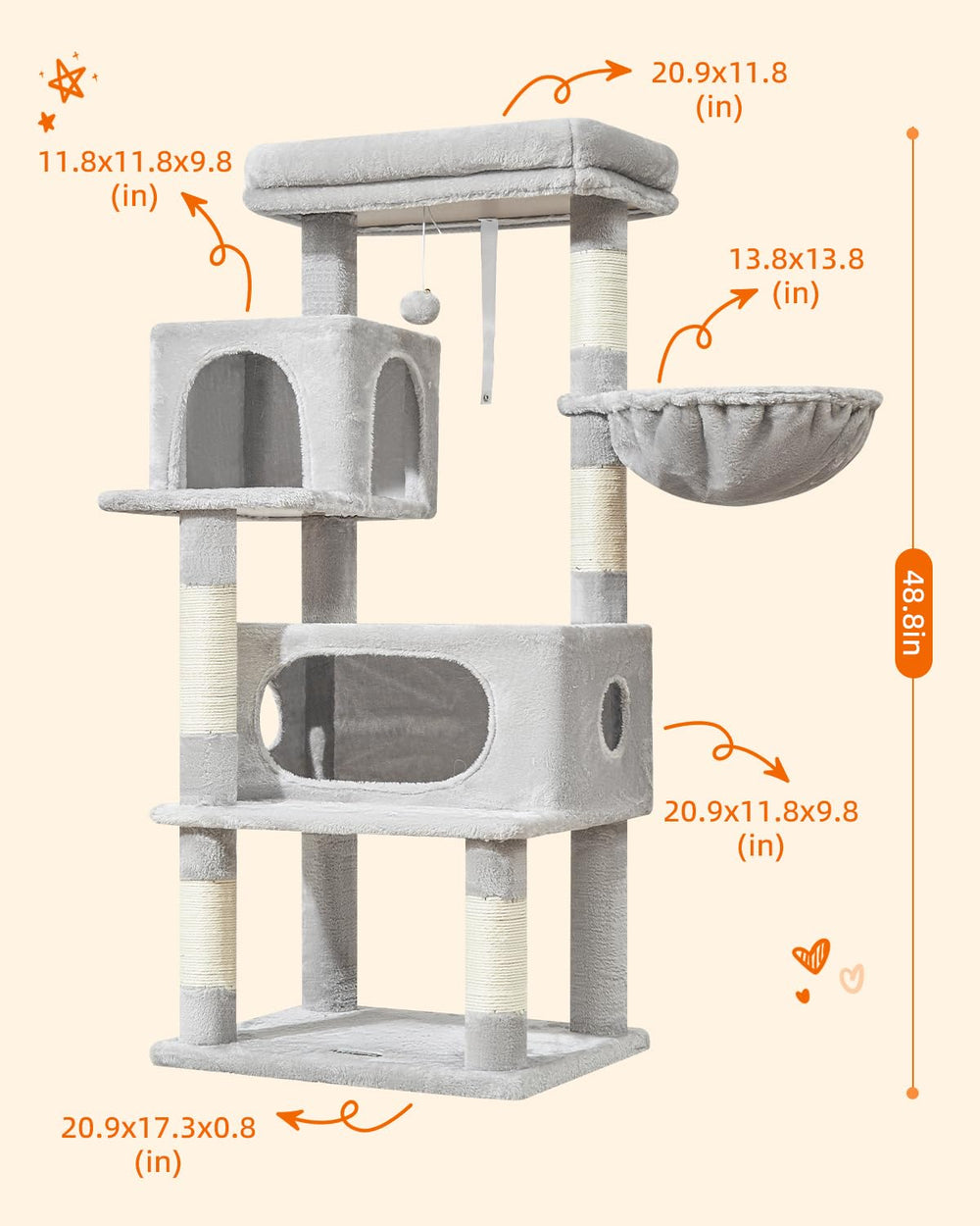 Taoqimiao condo para gatos de dos tamaños, descanso privado para felinos