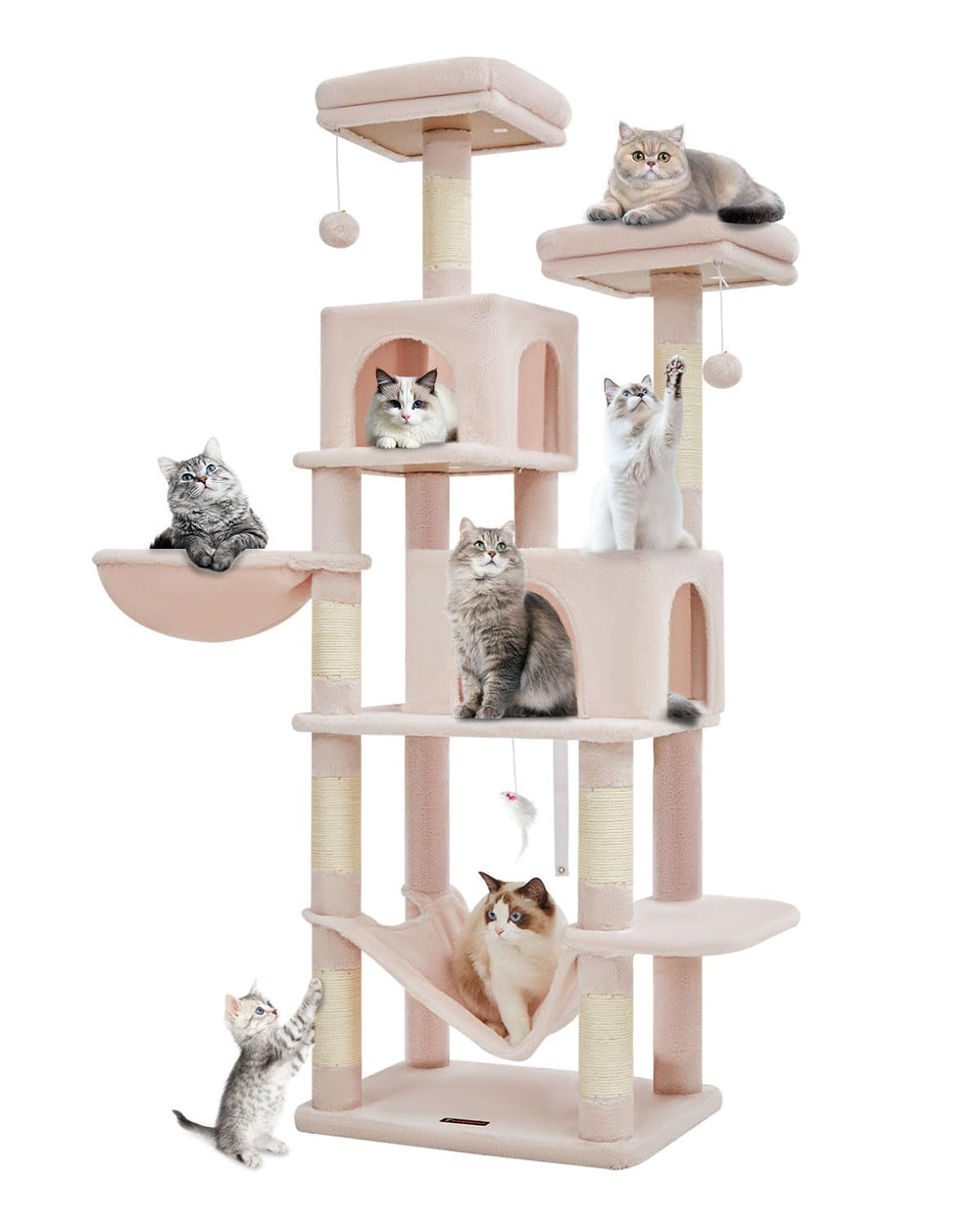 Árbol Taoqimiao para gatos de 66,2 pulgadas, vista frontal estable para trepar