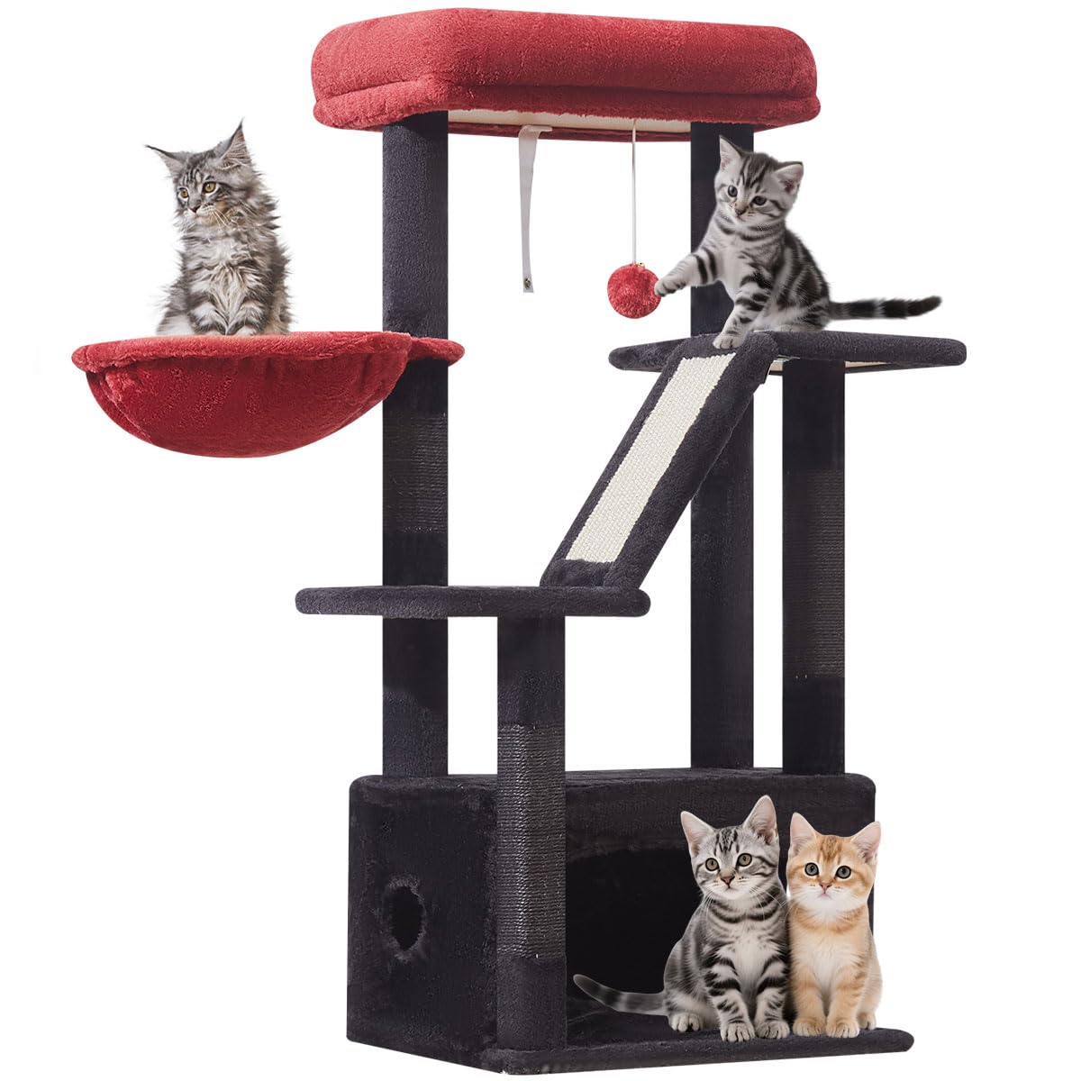 Taoqimiao arbol gótico 38,5 pulgadas con columna de sisal para afilar uñas y juego seguro