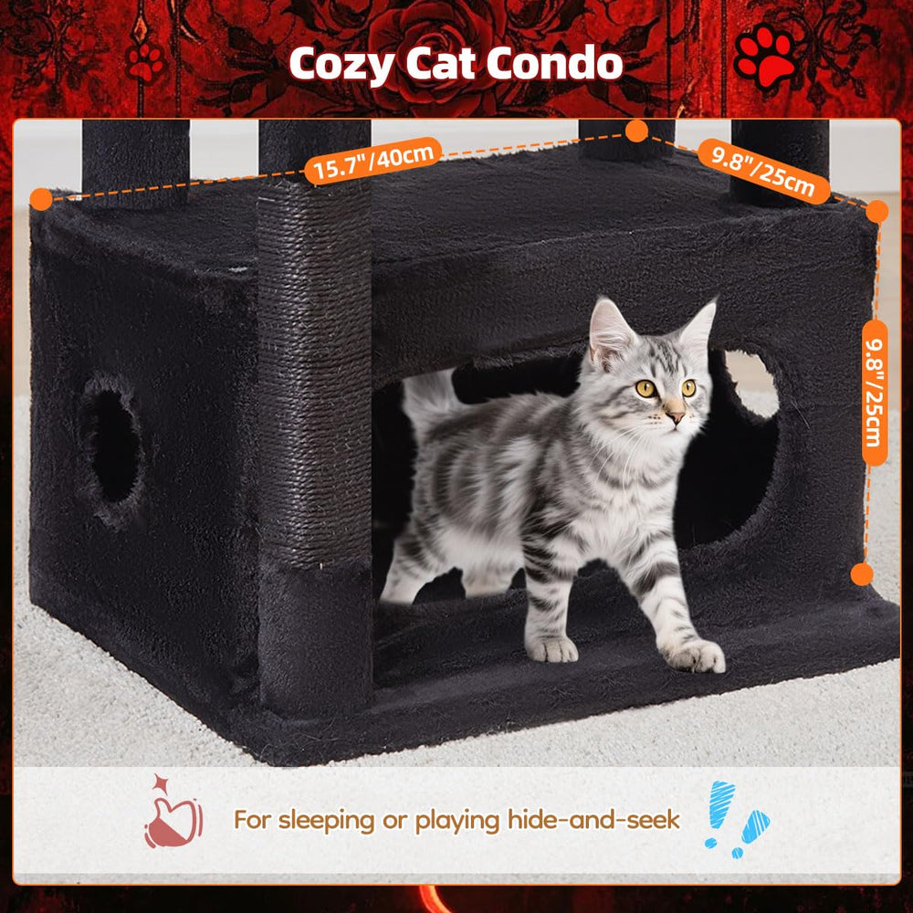 Taoqimiao arbol gótico con condominio de peluche, descanso cómodo para gatitos
