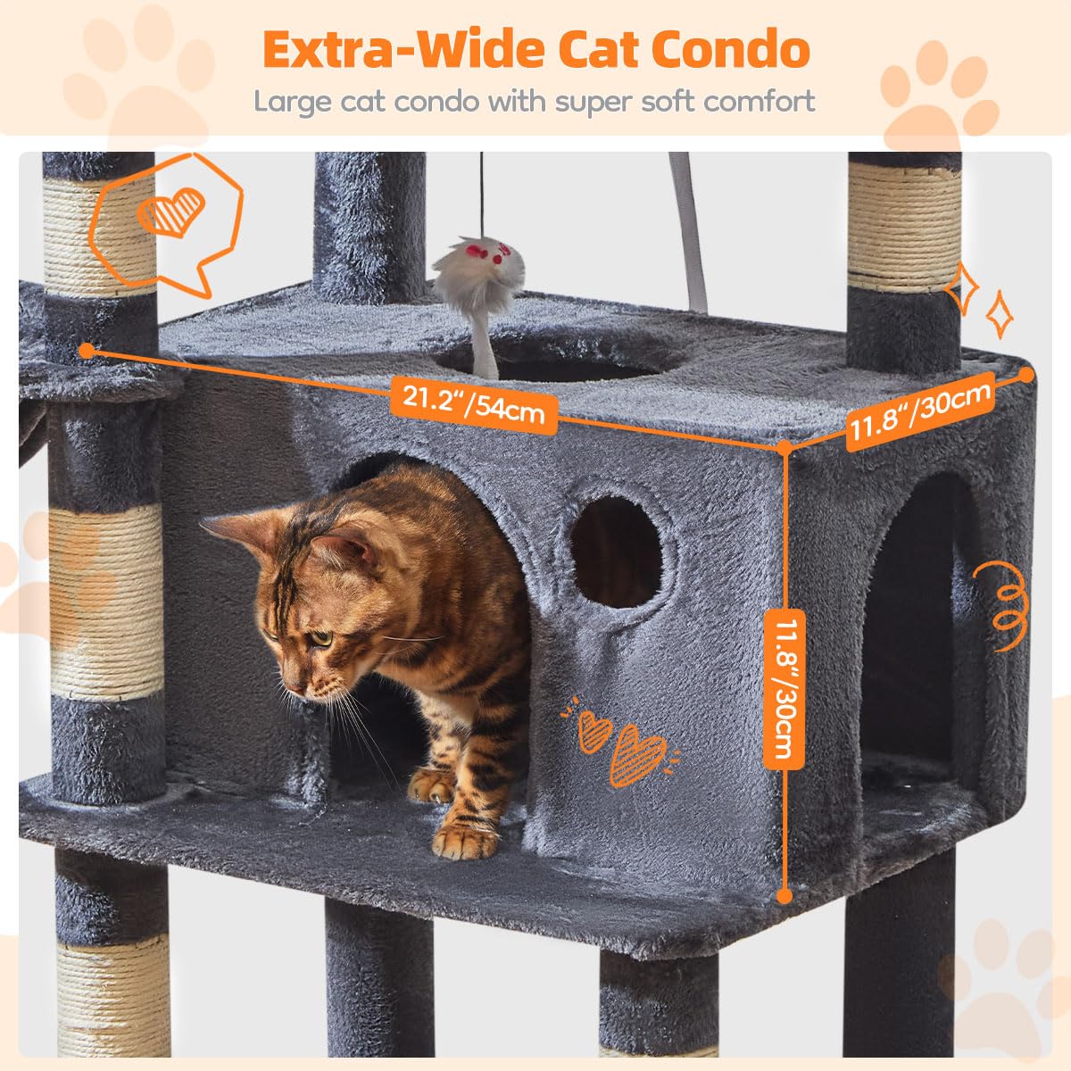 Taoqimiao arbol-gatos grande cesta-colgante para observar y relajarse.