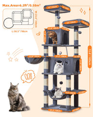 Taoqimiao arbol-gatos grande con condos y hamaca para descanso seguro.