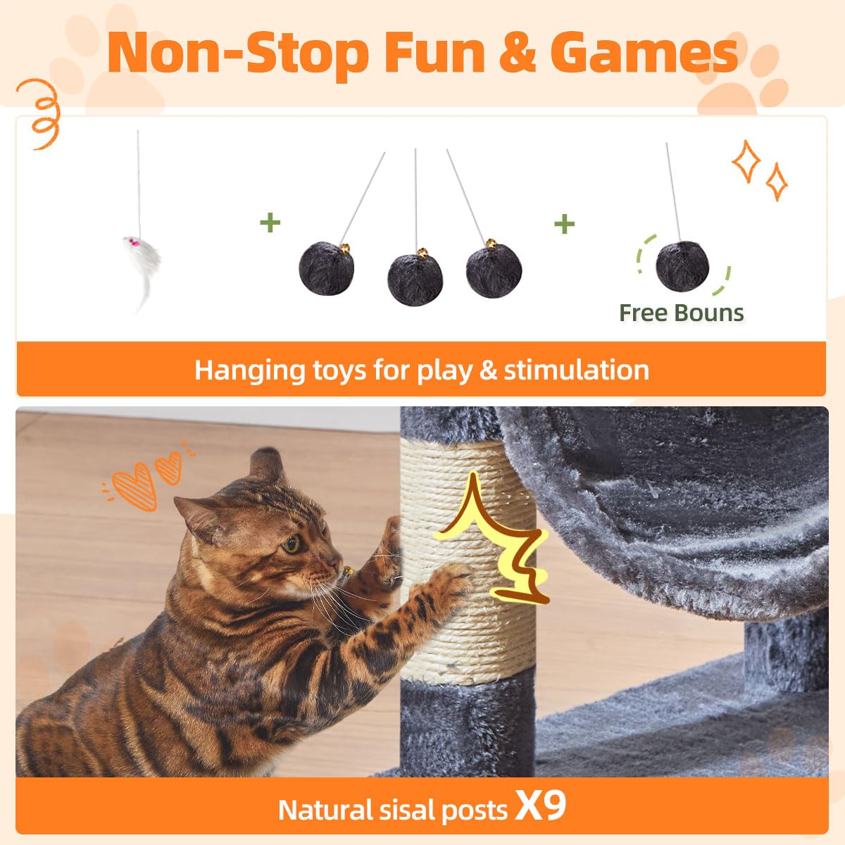 Taoqimiao arbol-gatos grande diseño estable anti-vuelco para tranquilidad.