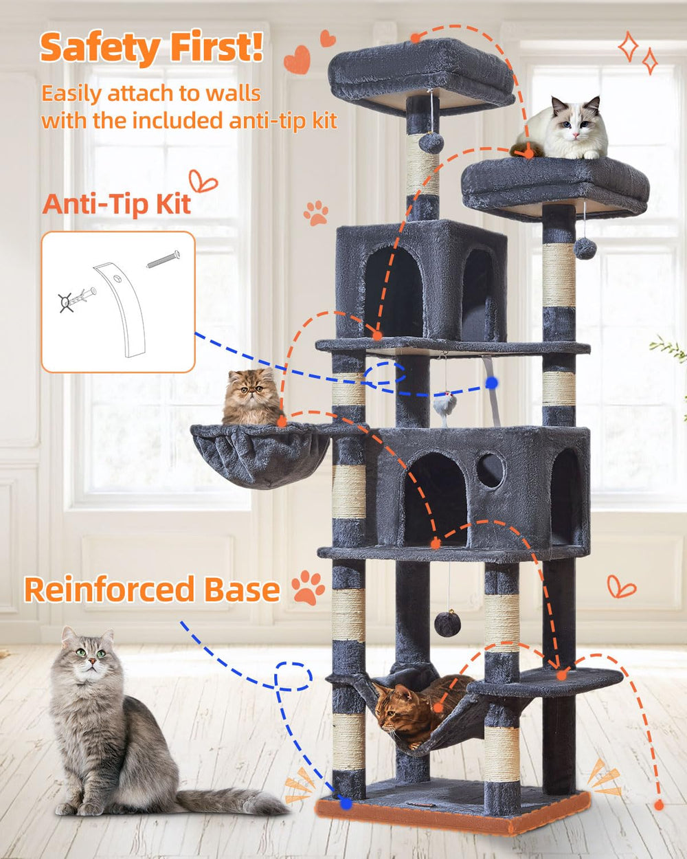 Taoqimiao arbol-gatos grande juguetes plush para juego interactivo.