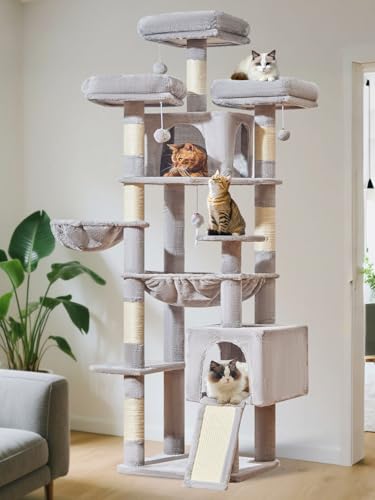 Taoqimiao árbol para gatos XXL color gris claro para decoración armoniosa.