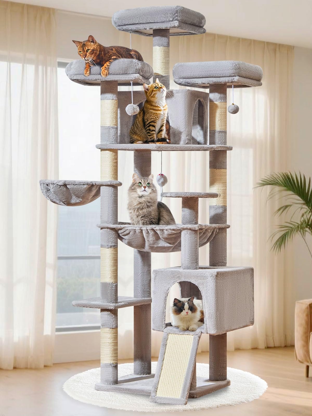 Taoqimiao árbol para gatos XXL con estructura multinivel para varios felinos.