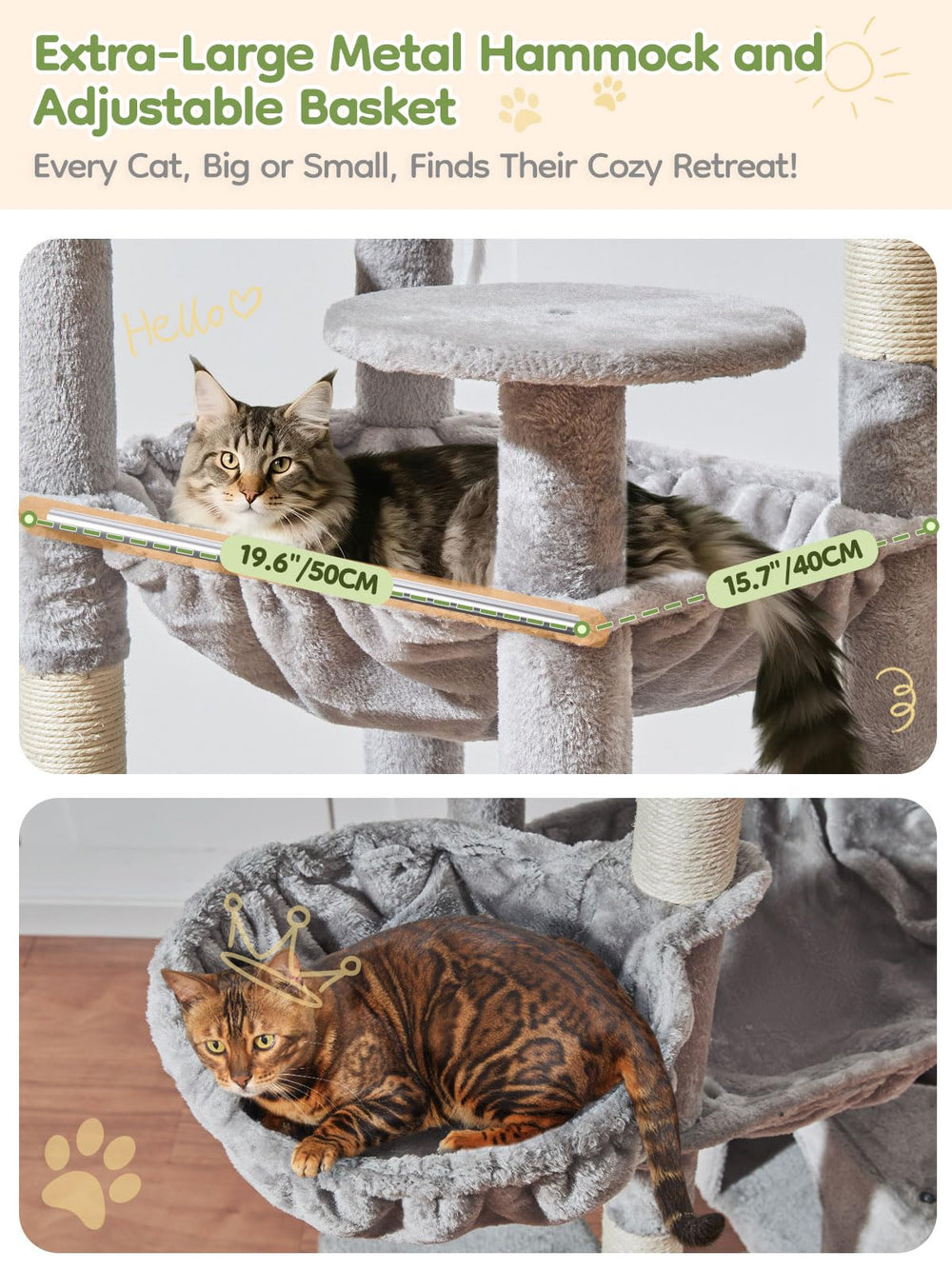 Taoqimiao árbol para gatos XXL con tres perchas superiores para observación segura.