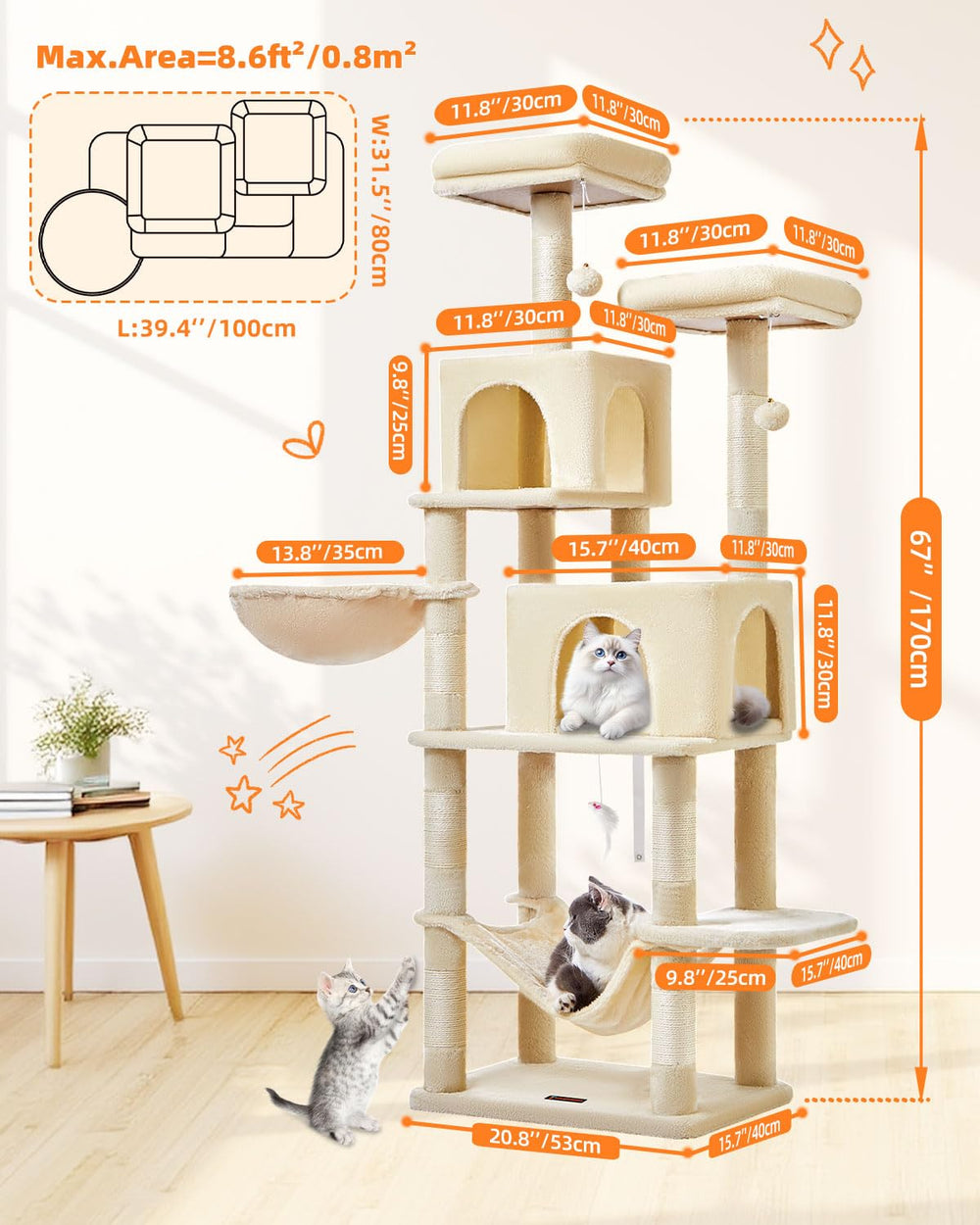 Taoqimiao cesta-colgante beige ofrece rincón cómodo para acurrucarse.