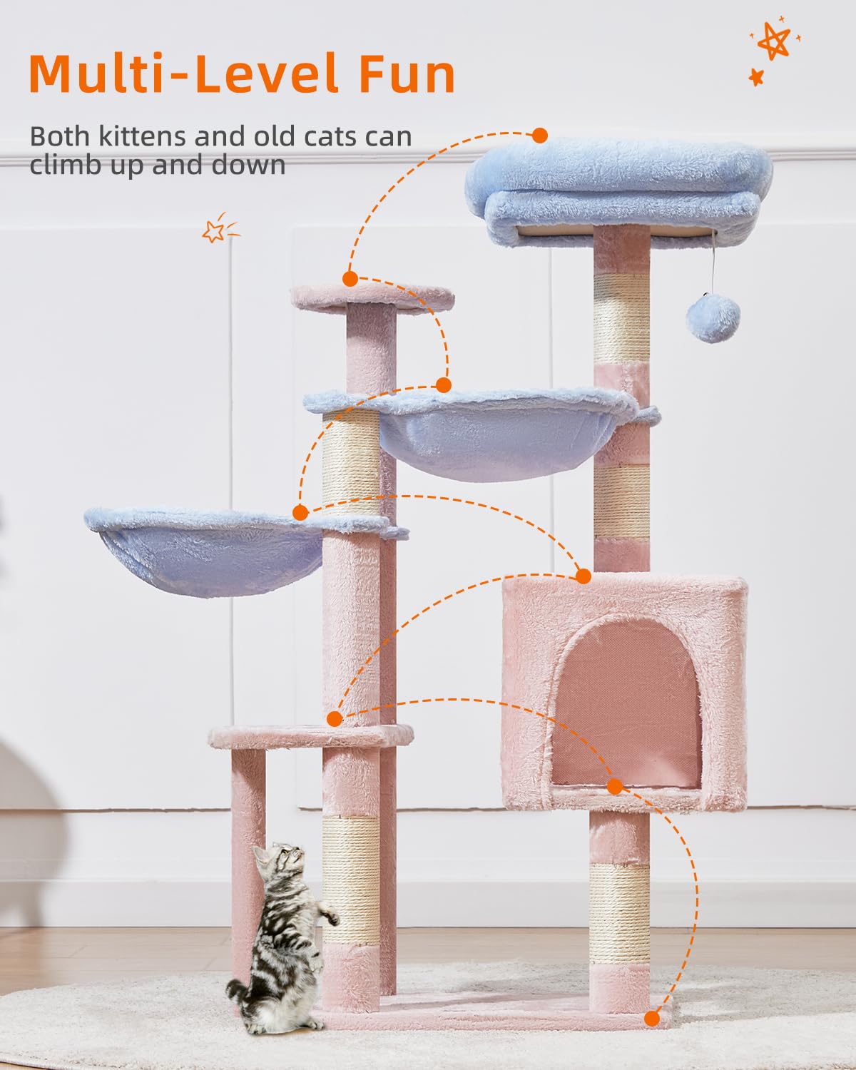 Taoqimiao condo-gato-nido-espacioso, refugio suave para gatos y gatitos.