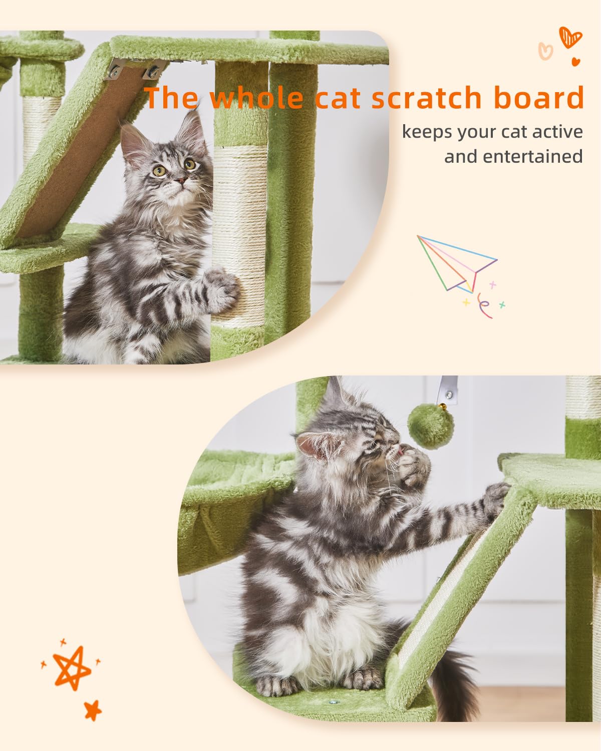 Taoqimiao diseno-tres-niveles-gato: juego multi nivel con bola suave.