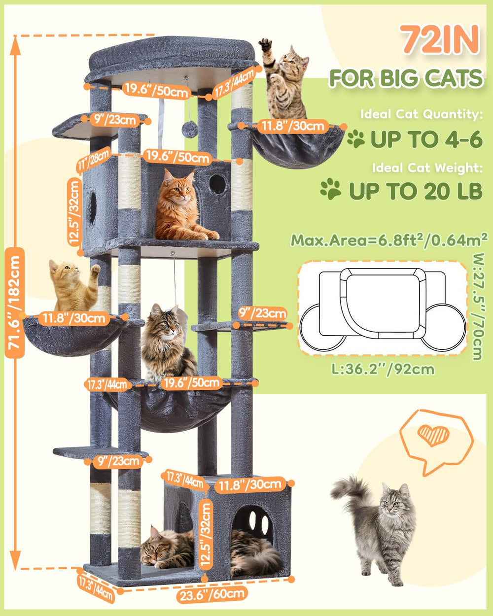 Taoqimiao-dos-condos-gatos-amplios ofrecen espacio privado para gatos grandes.