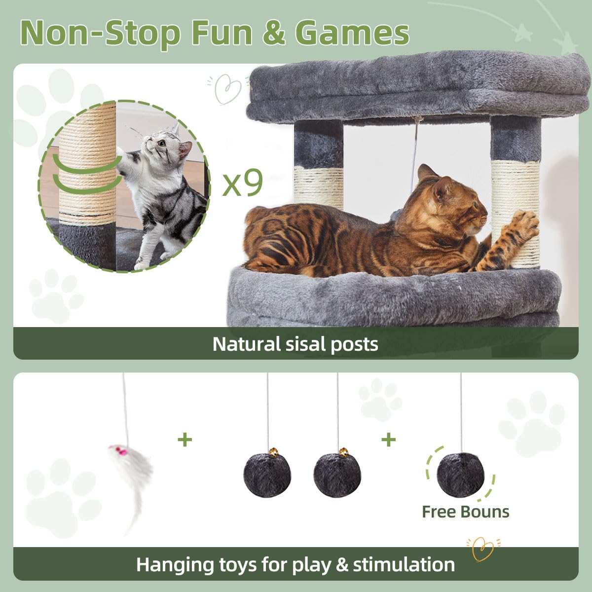 taoqimiao postes-sisal 9, zonas de rascar para gatos activos