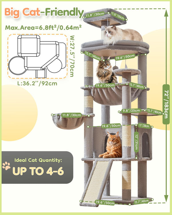 Taoqimiao torre-gato-72-pulgadas-postes-sisal: cinco postes de sisal para afilar uñas.
