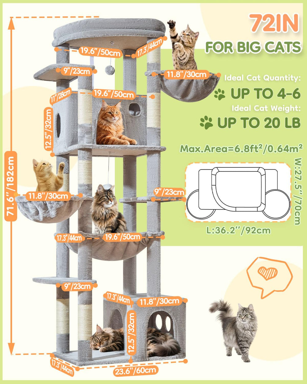 La torre Taoqimiao ofrece dos condos grandes para privacidad de gatos.