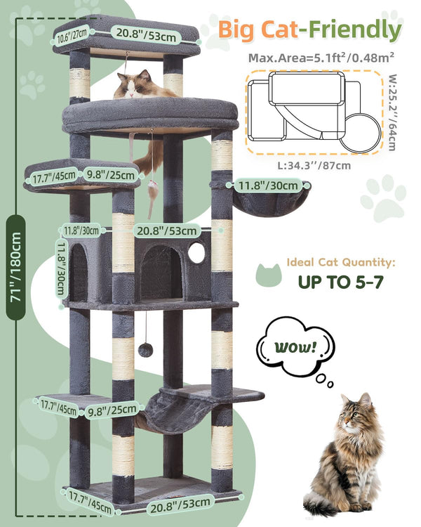 taoqimiao torre-gatos 6 niveles, estructura segura para trepar