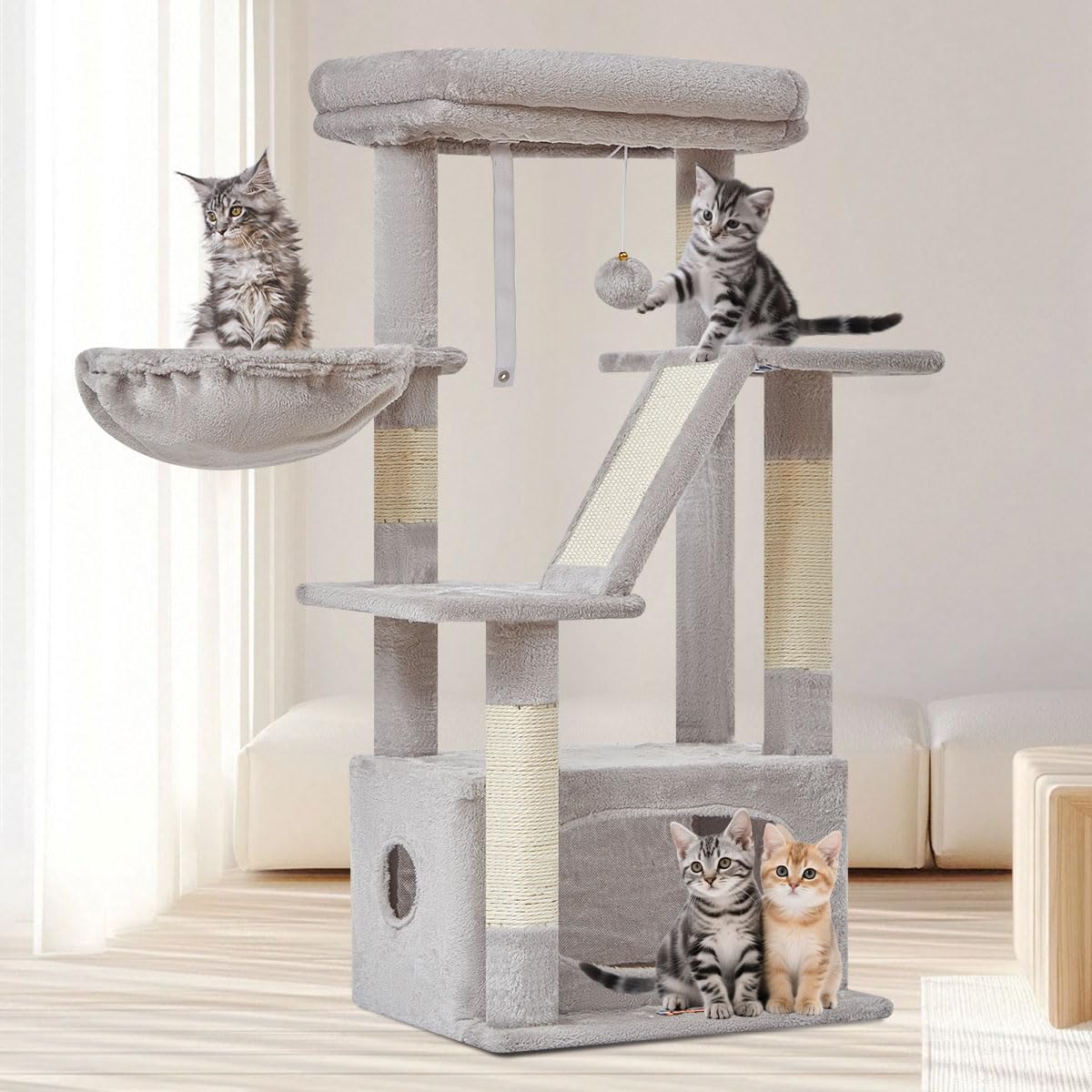 Taoqimiao torre-gatos-interior-dormir: área amplia para gatos adultos y cachorros.