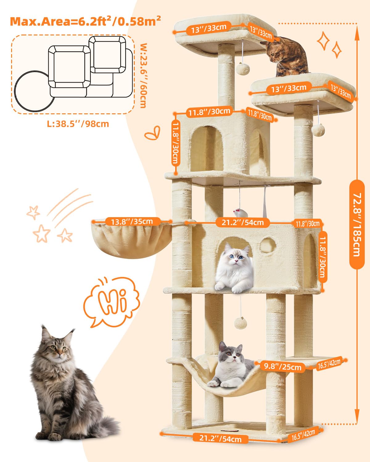 Taoqimiao torre con 2 refugios para gatos para descanso privado.