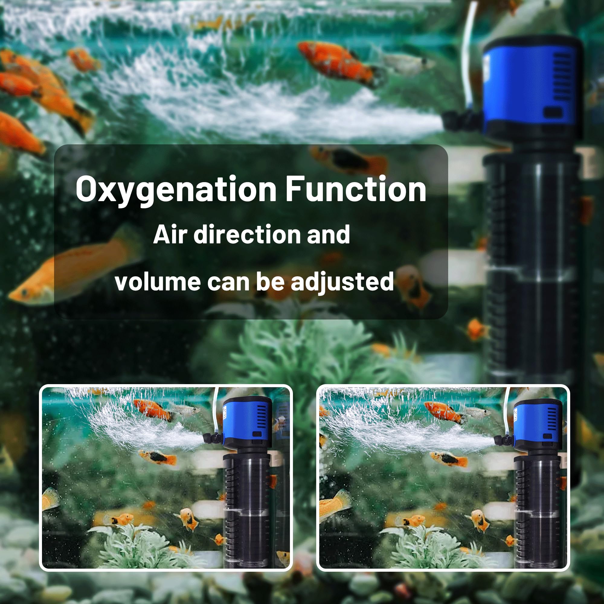 Tararium Filtro de Acuario 260 GPH para 30-75 galones | Filtración interna 4 en 1, silencioso y eficiente