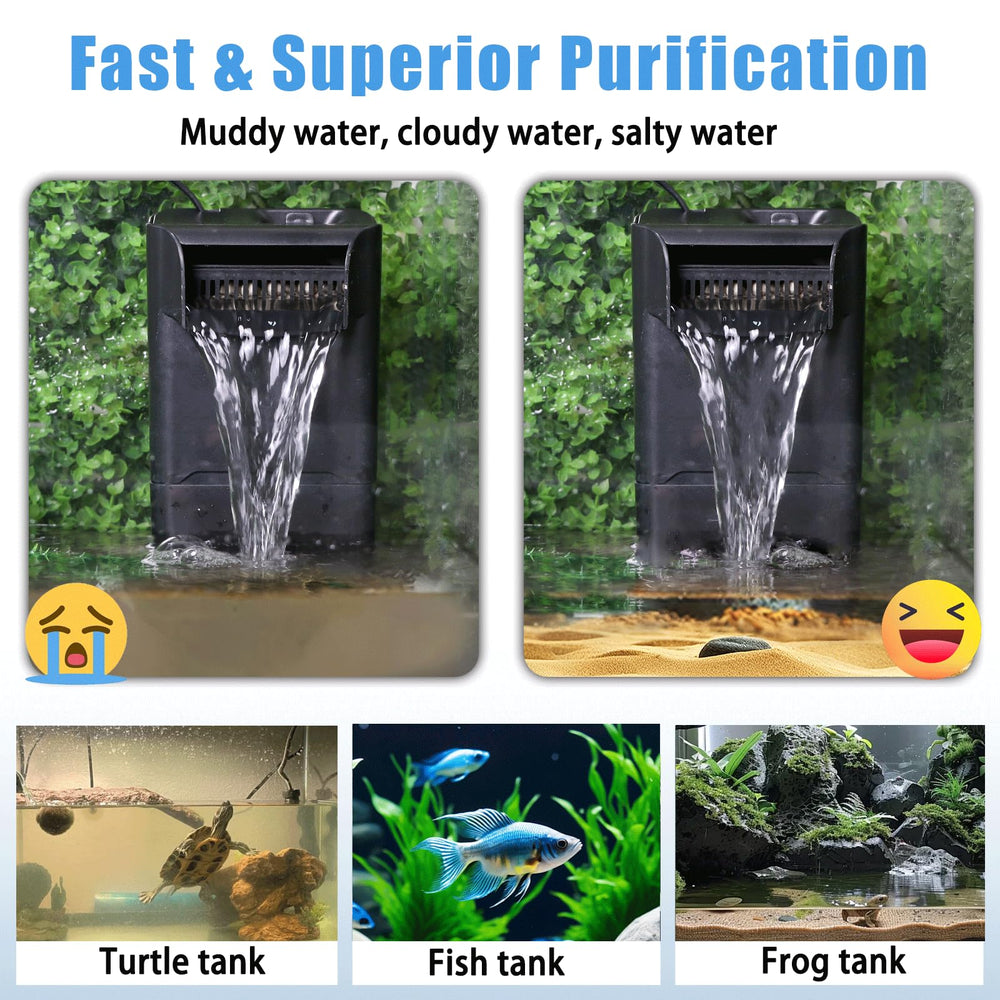 Tararium Filtro Tortuga: sujeciones con ventosas para fijación en diferentes ángulos.