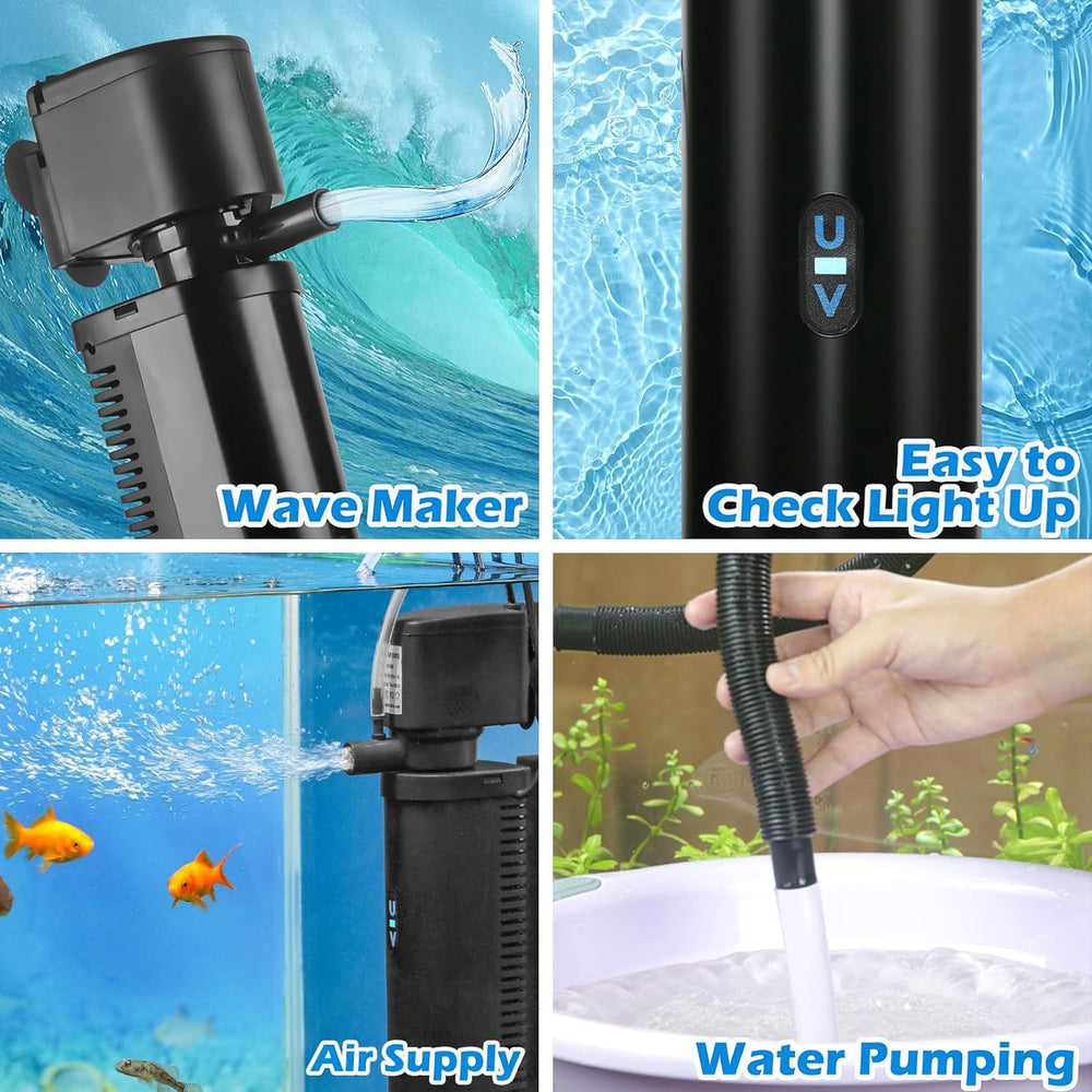 Tararium Filtro UV acuario ipx8 seguro para uso sumergible.