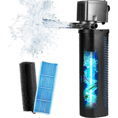 Filtro U-V Tararium exterior en funcionamiento, silencioso y eficaz para acuarios grandes.