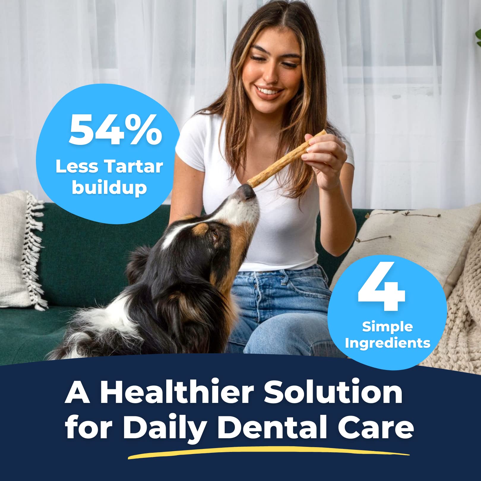 Tartar Shield sabor tocino natural para perros grandes, tentempié sabroso y práctico.