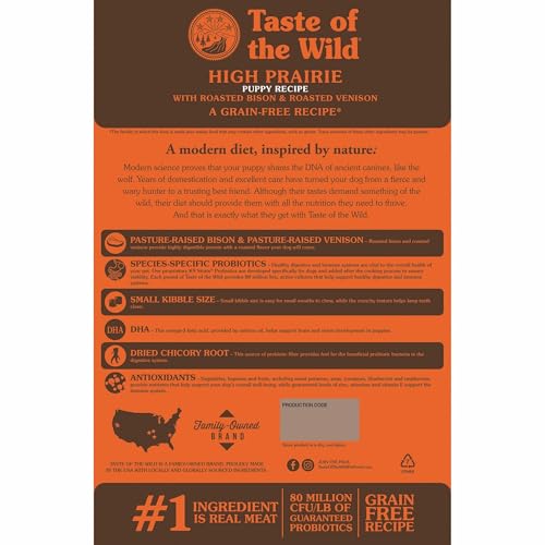 Taste of the Wild Alta Pradera Cachorro proteína alta para músculos en crecimiento