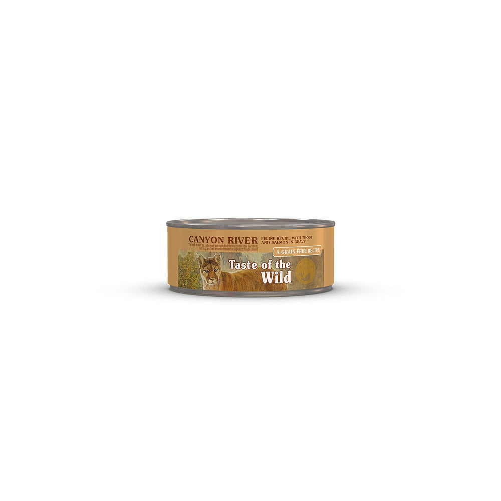 Taste of the Wild Canyon River Gato con trucha y salmón en salsa, ideal para hidratación y sabor.