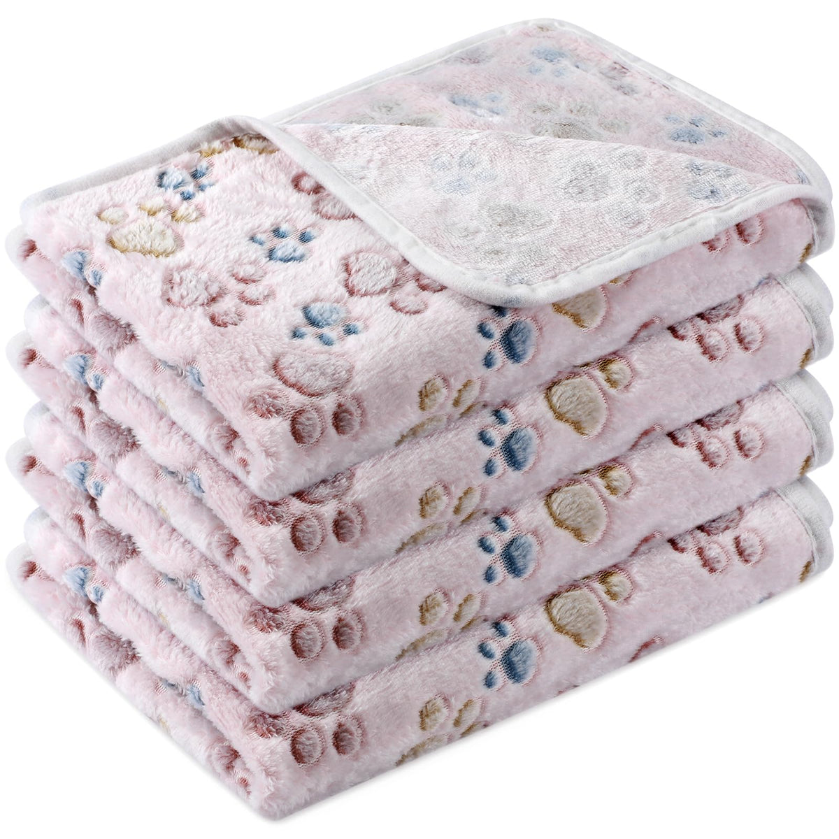 Manta Tatuo para perros con huellas beige, suave y cálida para dormir