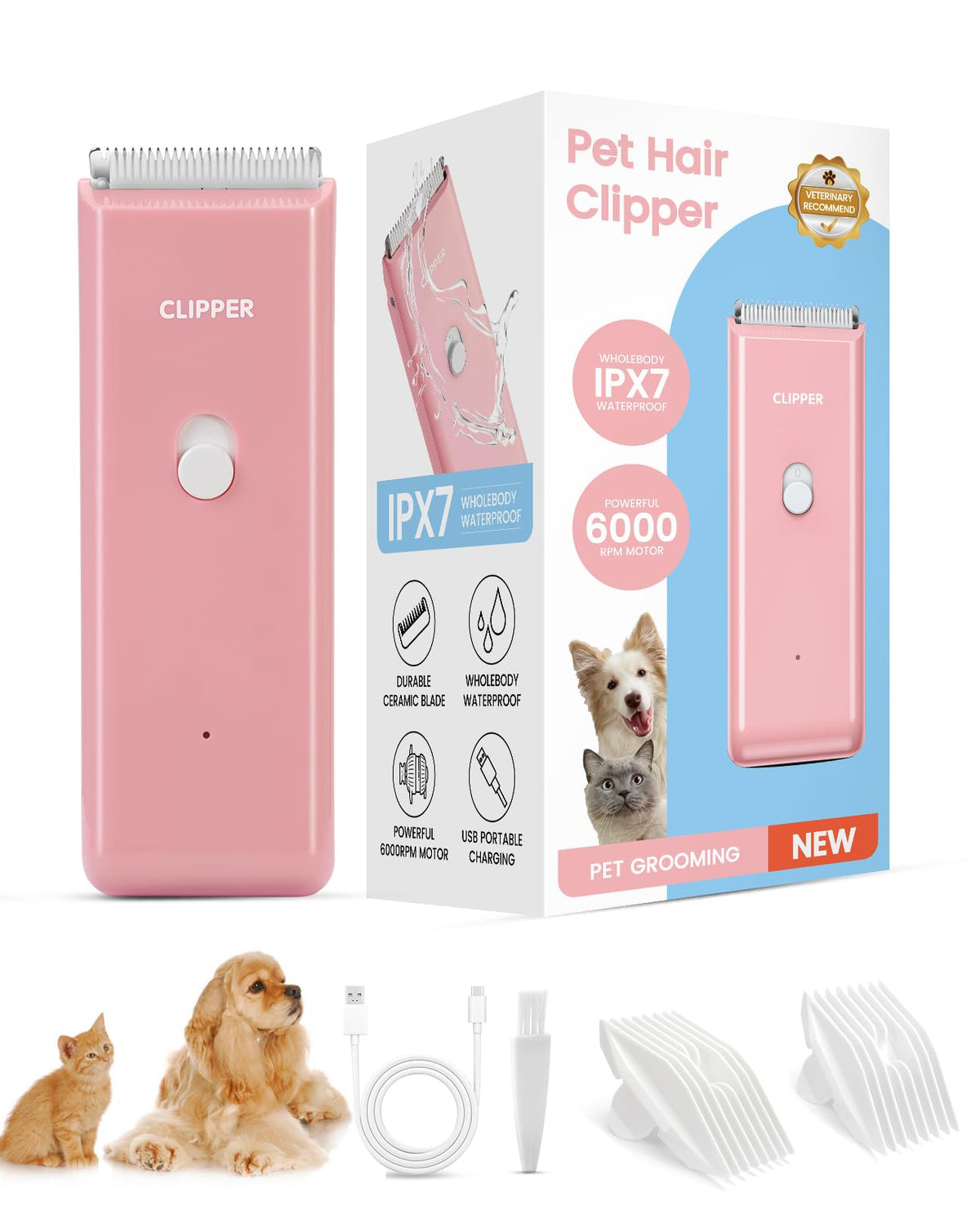 Tawiijou corta-pelo mascotas en modo silencioso para menos estrés durante el grooming.