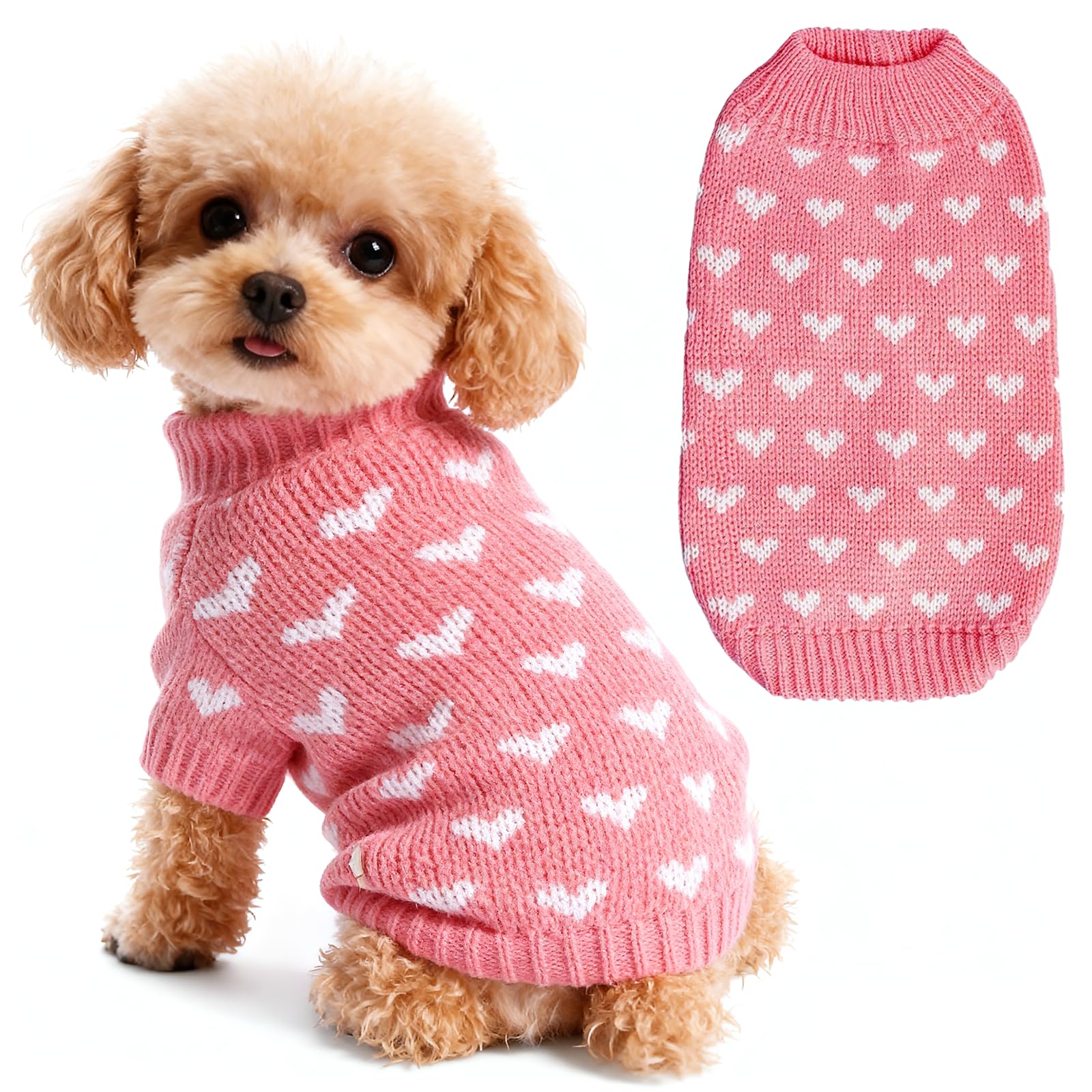 TBAMTBW sudadera para perros con corazón rosa frontal, ideal para fiestas.