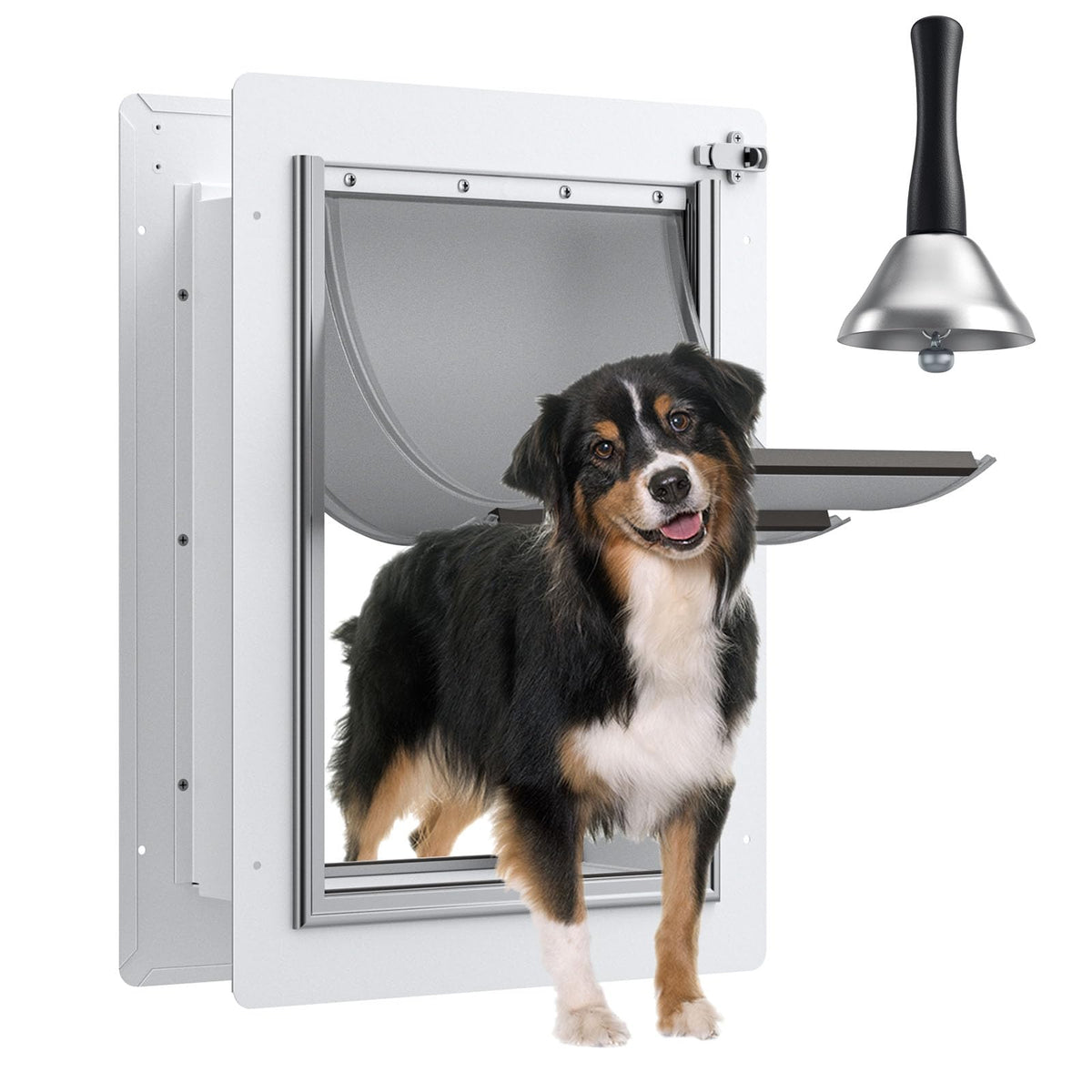 Puerta para perros TBC PET con marco de acero para pared, resistente y segura.
