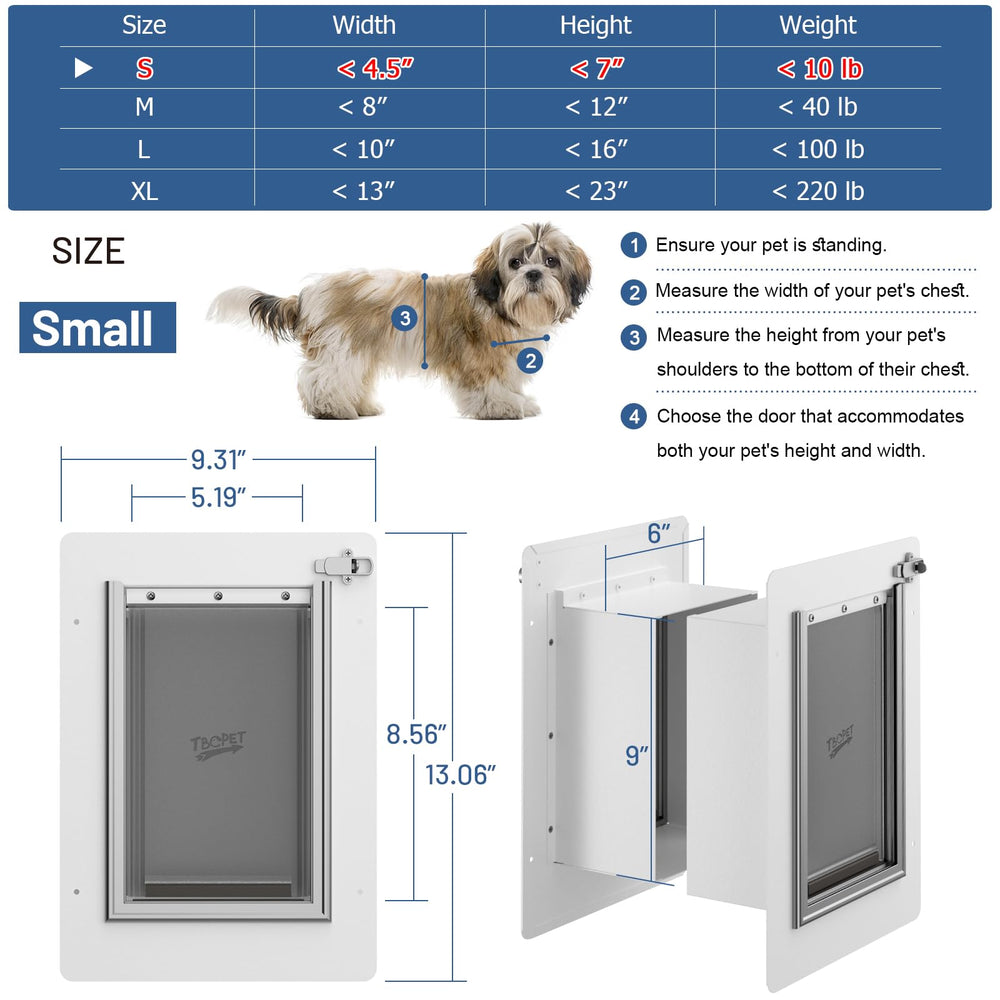 Puerta de pared TBC PET, tamaño pequeño ideal para gatos y mascotas pequeñas.