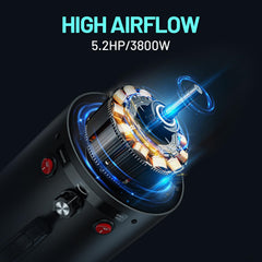 Motor profesional de 3800W para secar rápidamente perros medianos a grandes.